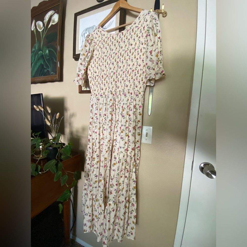 Christy Dawn Amalia Dress Size Large, Cream Garden